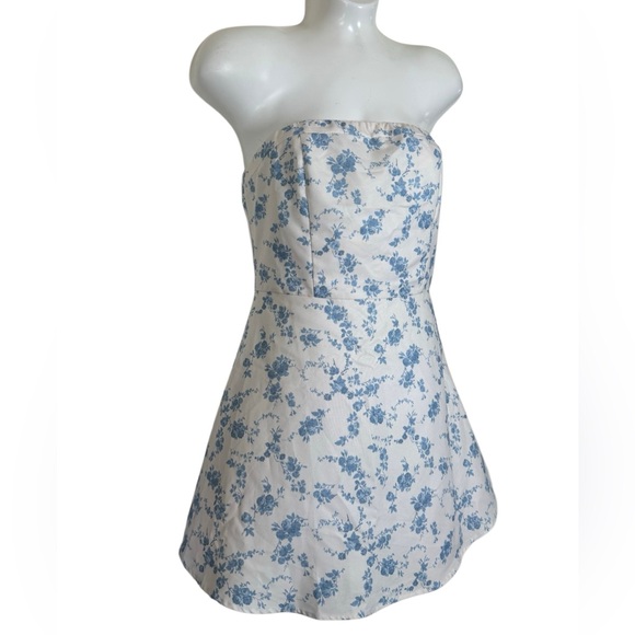 New Altar’d State Lilia Floral Bow Back Strapless Mini Dress - Picture 3 of 11